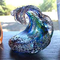 Art Glass Ocean Wave Paperweight
